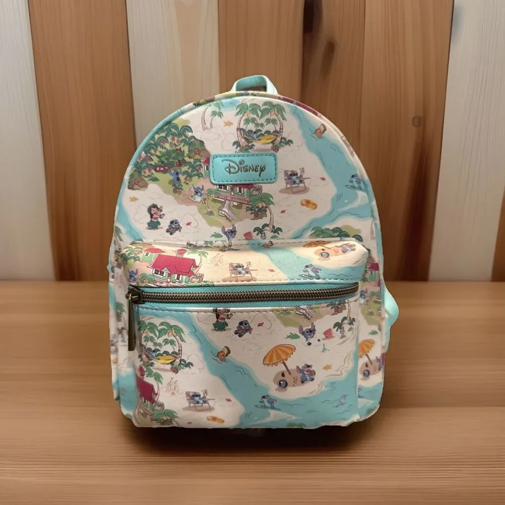 Disney Loungefly Lilo & Stitch Mini Backpack Beach Theme All Over Print
